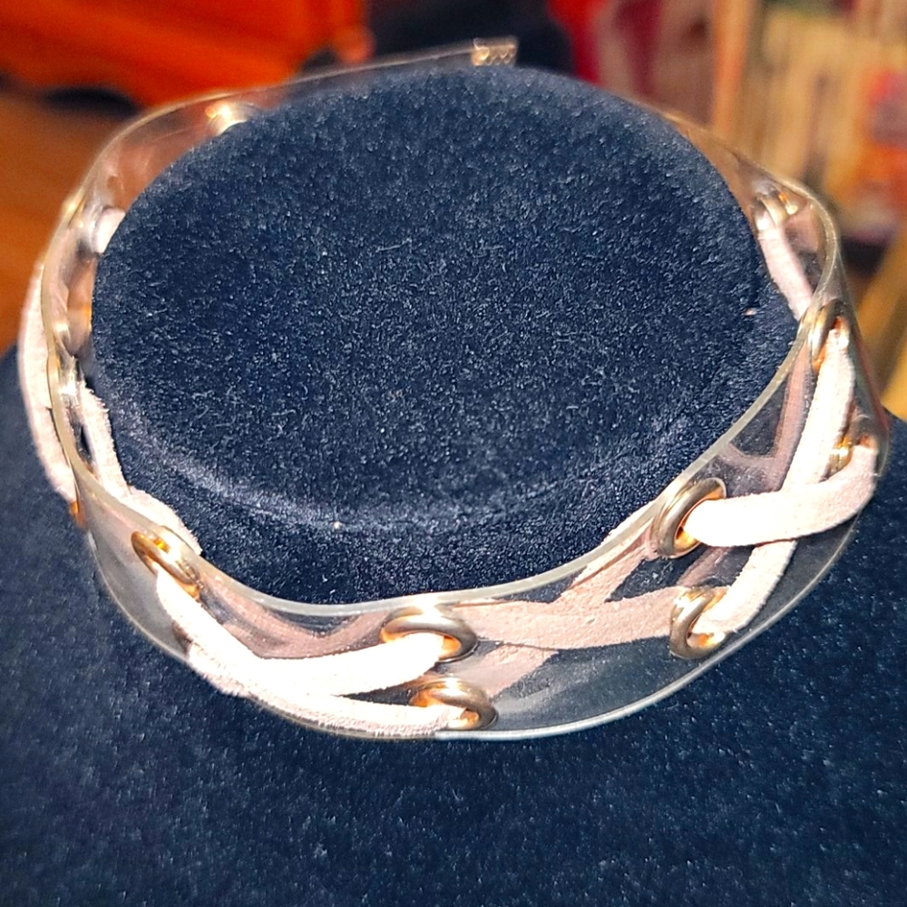 Clear tan suede choker